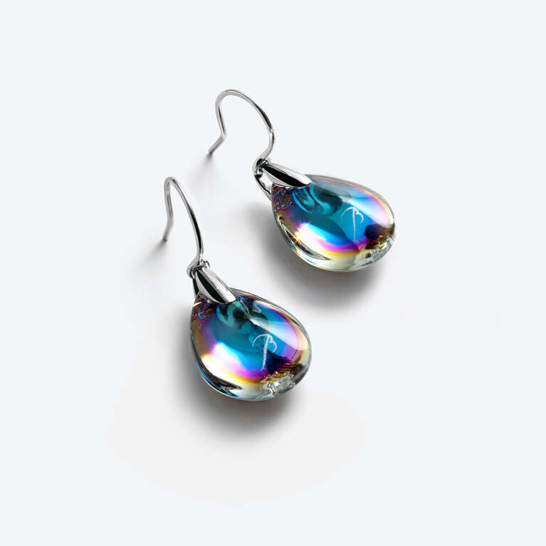 Boucles d'Oreilles Psydélic Argent Scarabée Bleu