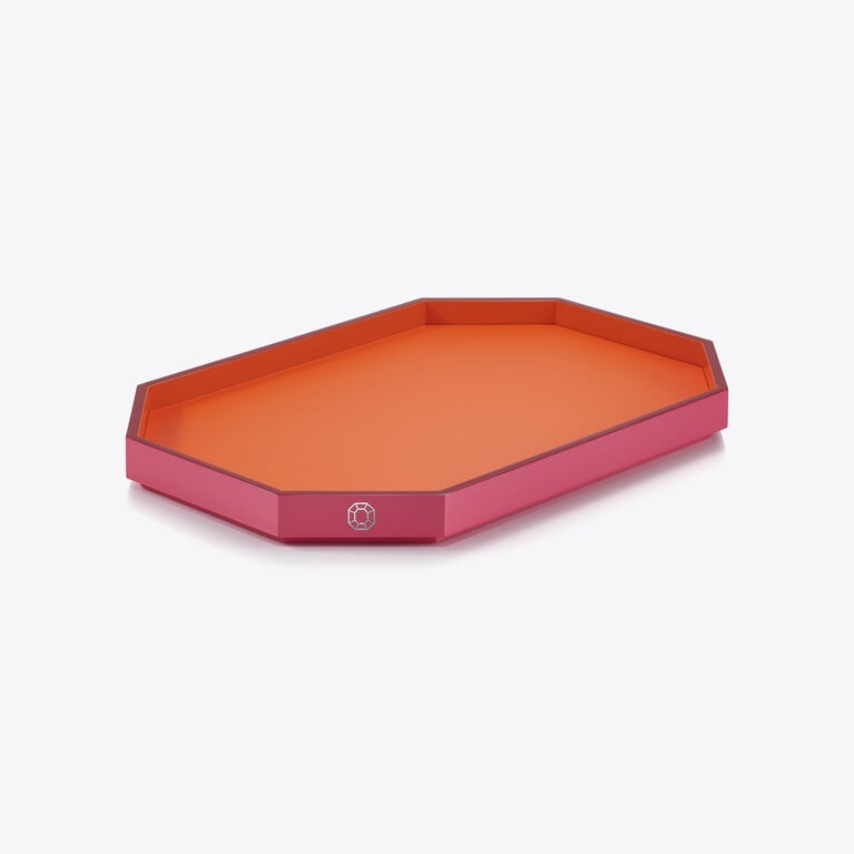 Vassoio Octogone M Baccarat in Pelle riciclata Red Vedere 1