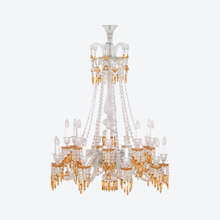 Zénith Charleston Chandelier Long (18L) Baccarat in Crystal Yellow