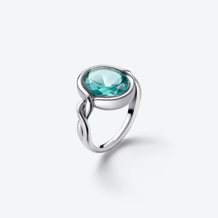 Bague Crois&eacute; Argent Baccarat en Argent Bleu