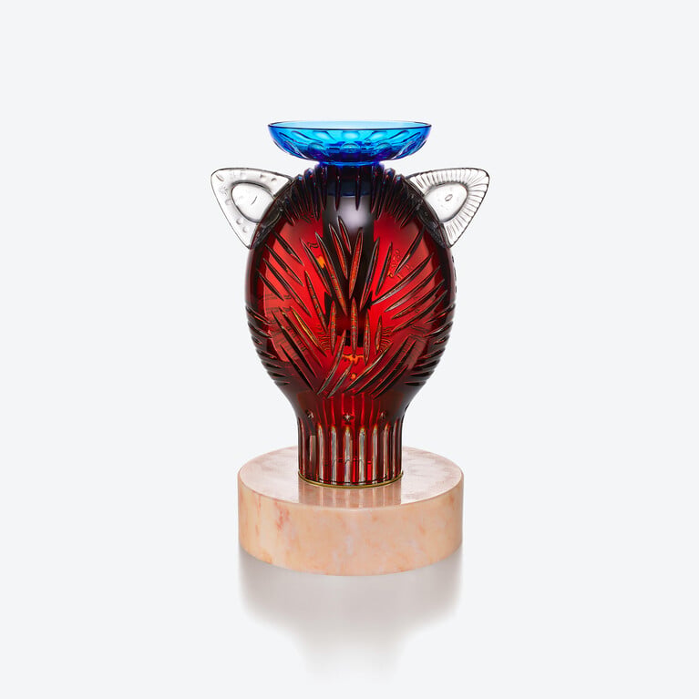 Sculpture Renard Faunacrystopolis Baccarat en Cristal Orange Voir 3