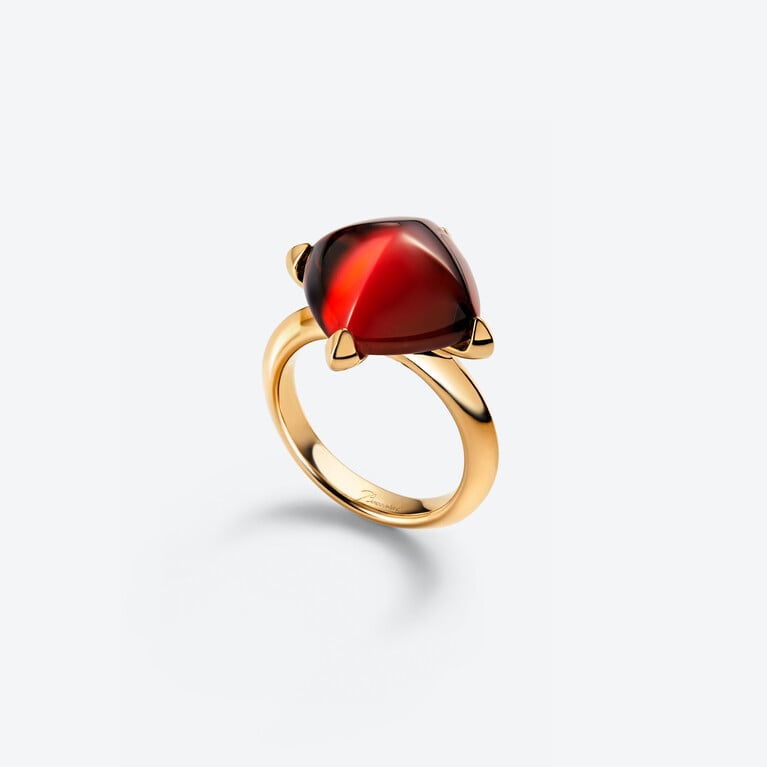 M&eacute;dicis Gold Plated Ring Baccarat in 18-Karat Gold-Plated Red