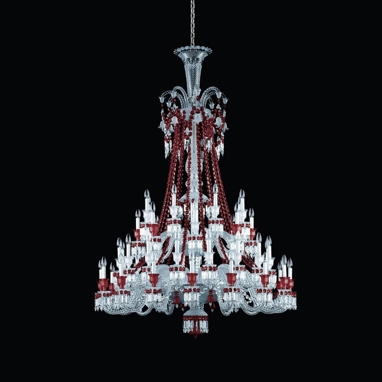 Z&eacute;nith Chandelier Red (48L) Baccarat、レッドのクリスタル製レビュー 1