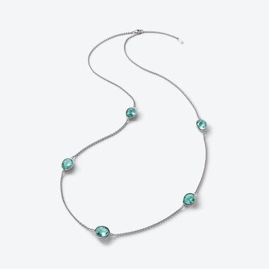 Croisé Silver Long Necklace, Turquoise