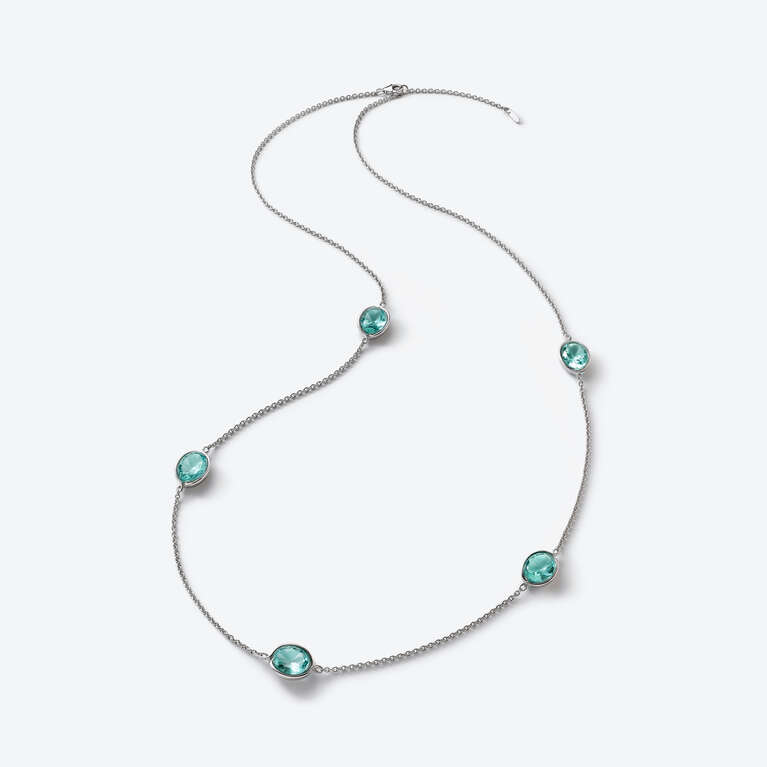 Croisé Silver Long Necklace Turquoise