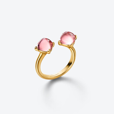 Mini Médicis Toi&Moi Gold Plated Ring, Pink Mirror