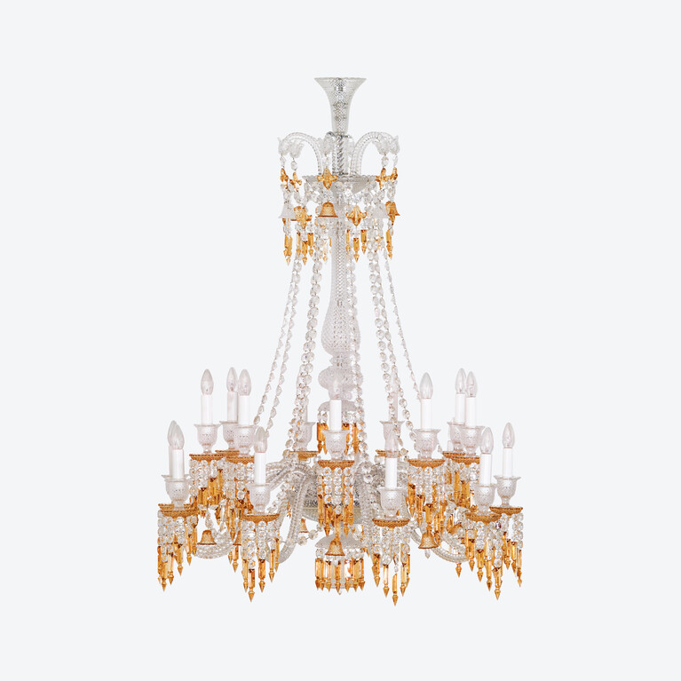 Z&eacute;nith Charleston Chandelier Long (18L) Baccarat in Crystal Yellow