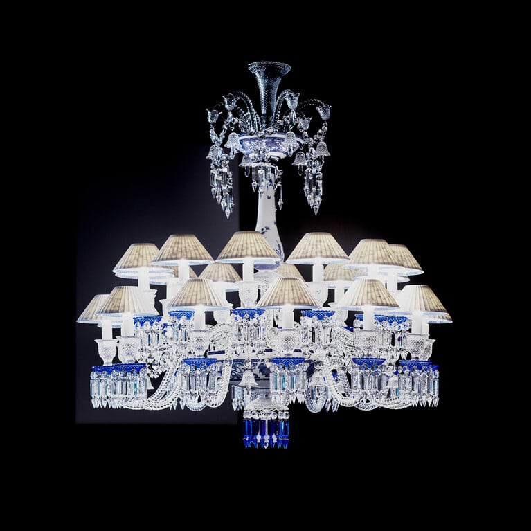 Z&eacute;nith Kronleuchter Printemps Bleu (24L) Baccarat in Blauem Kristall