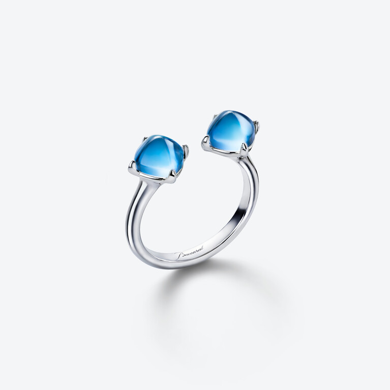 Mini Bague Médicis Toi&Moi Argent Bleu Riviera Baccarat