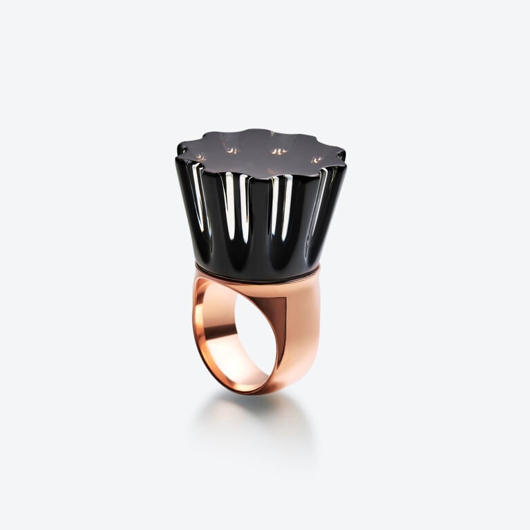 L'Eclat de Talleyrand Empress Rose Gold Plated Ring Baccarat in Vermeil Black