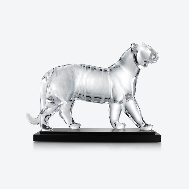 Royal Tiger Sculpture Baccarat in Crystal Clear