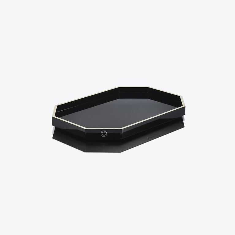 Octogone Tray S Baccarat in Recycled leather Black View 2