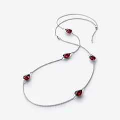 Select Fleurs de Psyd&eacute;lic Silver Long Necklace Baccarat in Silver Red