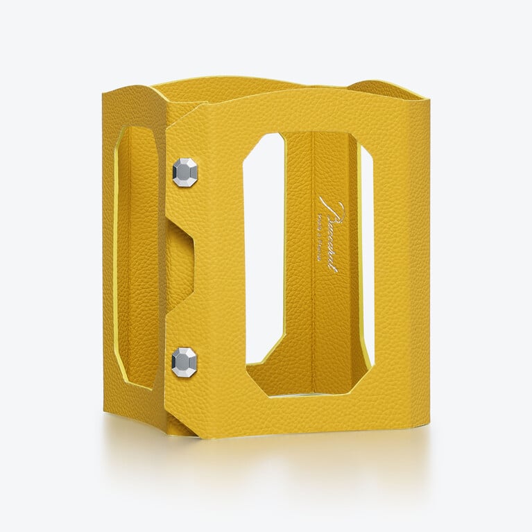 Octogone Decanter Case Baccarat in Yellow Leather