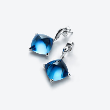 Médicis Silver Earrings, Riviera Blue