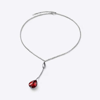Collier Ras-de-cou Fleurs de Psydélic Argent Rouge irisé Voir 1