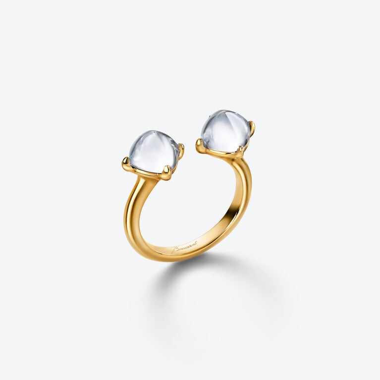 Mini M&eacute;dicis Toi&Moi Gold Plated Ring Baccarat in Clear Gold Plated