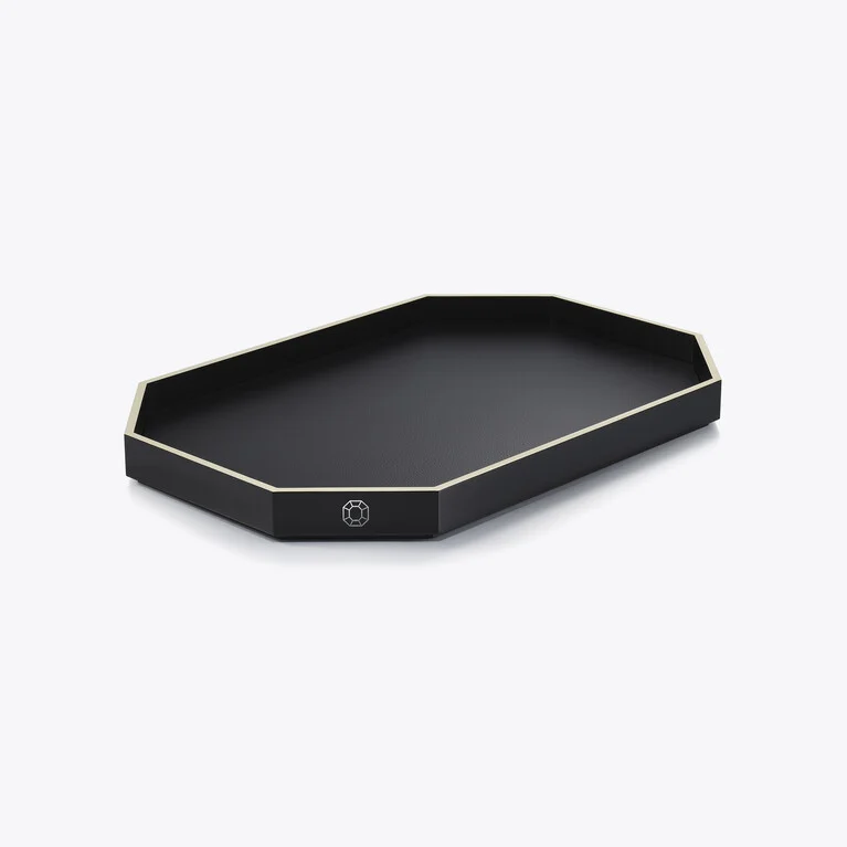 옥타곤 트레이 M (Octogone Tray M) Baccarat, 블랙 재활용 가죽로 만든 보기 1