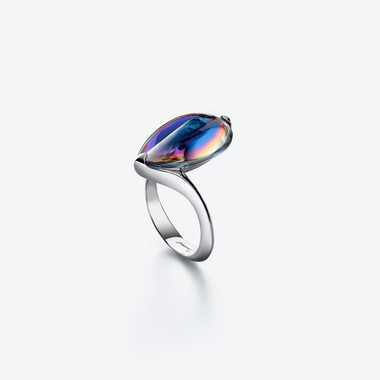 Fleurs de Psydélic Silver Ring Blue Scarabee Baccarat