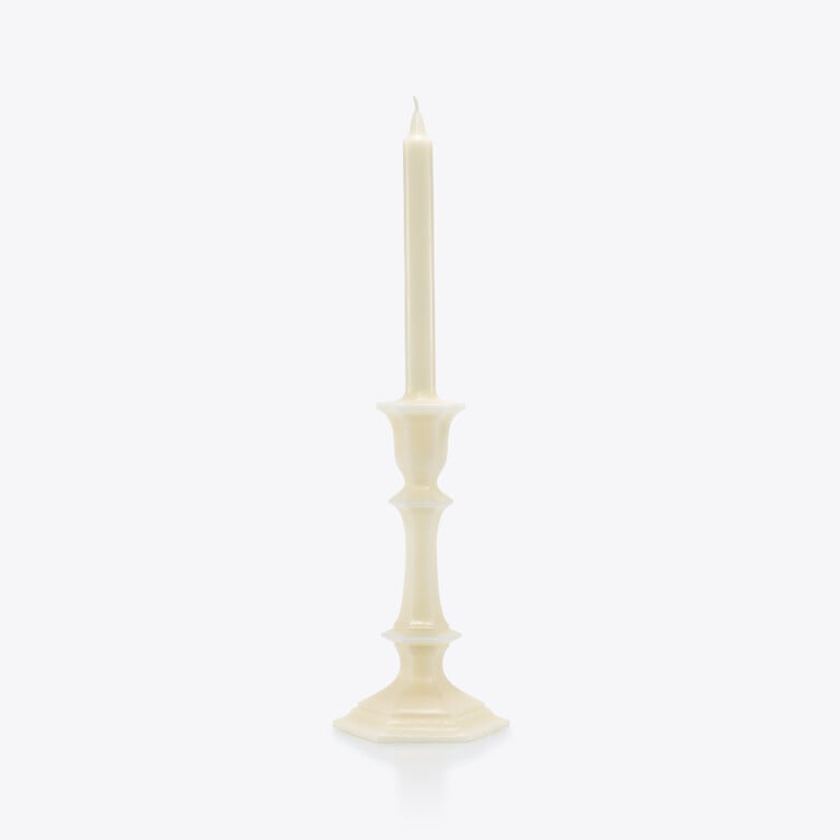 Harcourt Candlestick-Kerze Baccarat in Weißem Wachs