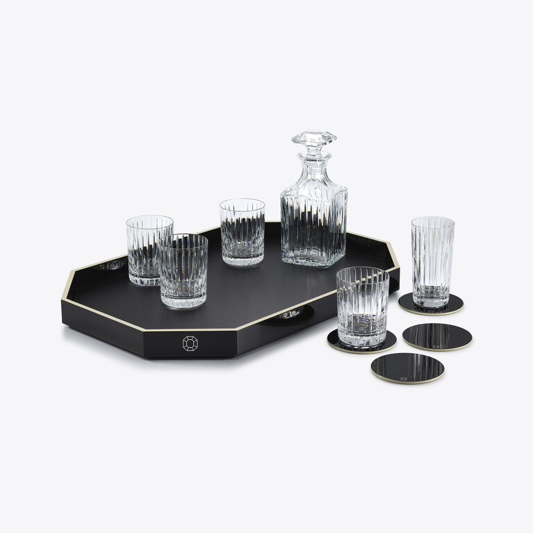 Octogone Tray L Baccarat in Recycled leather Black View 3