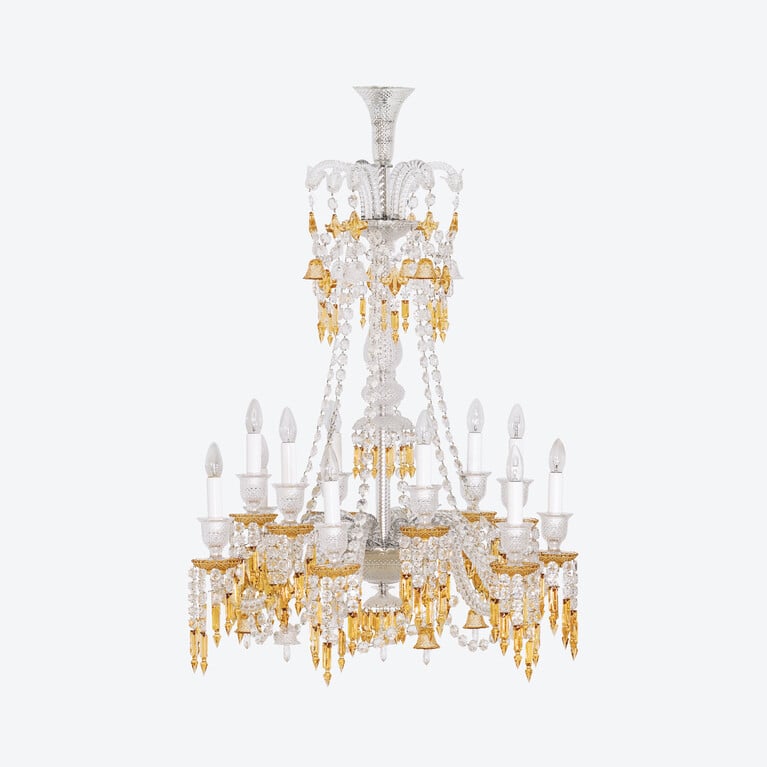 Z&eacute;nith Charleston Chandelier Long (12L) Baccarat in Yellow Crystal View 1