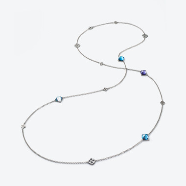 Mini M&eacute;dicis Silver Long Necklace Baccarat in Silver Blue