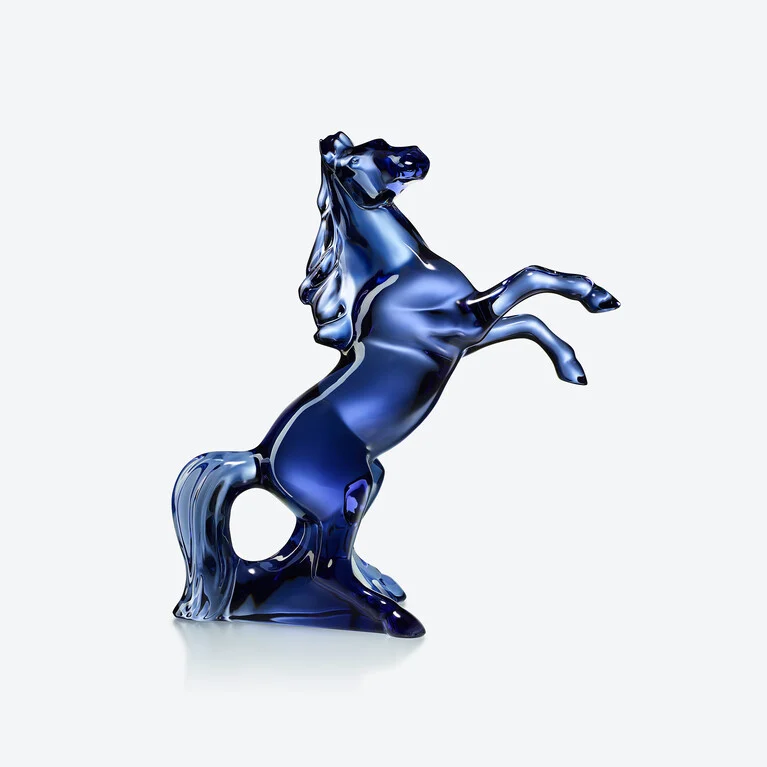 Marengo Horse Sculpture Baccarat in Crystal Blue View 1