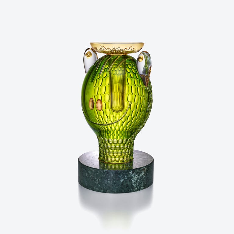 Faunacrystopolis Frog Sculpture Baccarat in Crystal Green