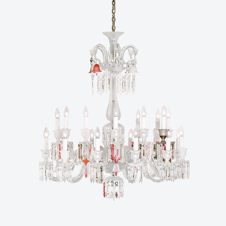 Z&eacute;nith Flou, Je te Vois Flou Chandelier (24L) Baccarat in Crystal Pink