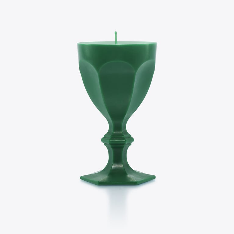 哈酷酒杯蜡烛 Baccarat, 绿色蜡制成