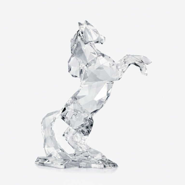 Polygon Pegasus Horse Sculpture Baccarat in Clear Crystal