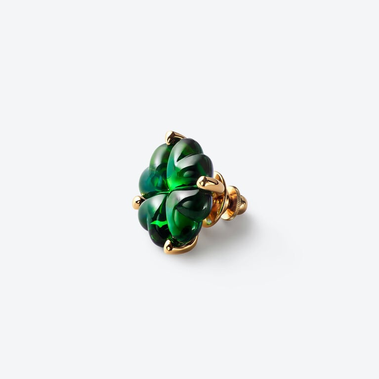 Trèfle Gold Plated Brooch Baccarat in 18-Karat Gold-Plated Green