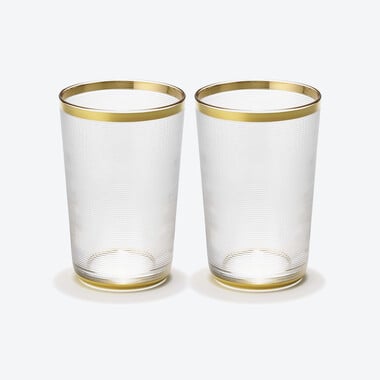グラス 金縁千筋 2客セット Baccarat、ゴールドのクリスタル製