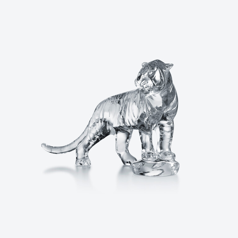Roaring Bengal Sculpture Baccarat in Crystal Gold View 3