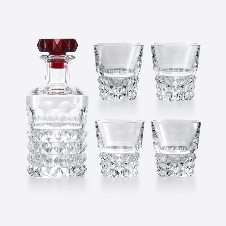 ルクソール タンブラー&デカンタ セット Baccarat、レッドのクリスタル製のカクテルグラス