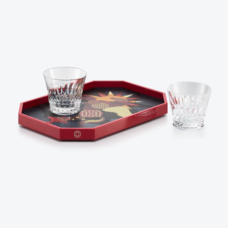 Octogone Pegasus Tray Baccarat in Lacquer Multicolor