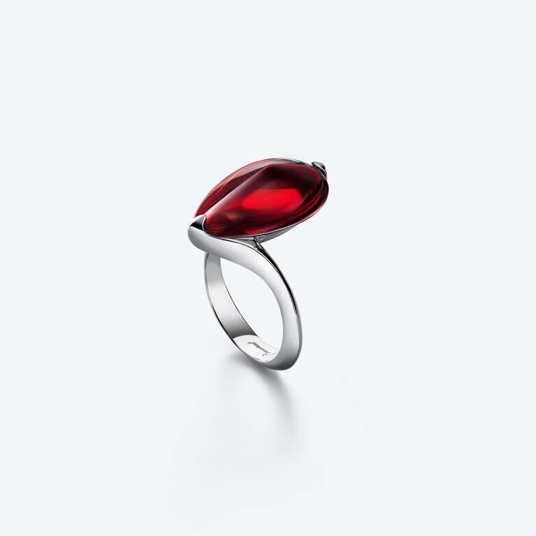 Fleurs de Psydélic Silver Ring Iridescent Red