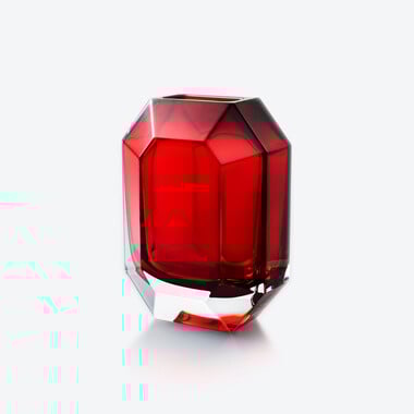 Vase Octogone Baccarat en Cristal Rouge