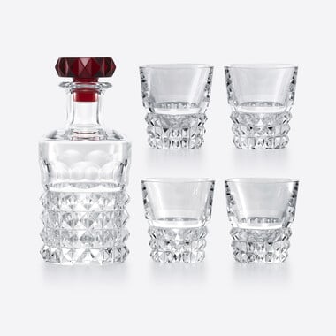 룩소르 텀블러 & 카라프 바 세트(Louxor Tumblers & Carafe Bar Set) Baccarat, 레드 크리스탈로 만든 칵테일 글라스