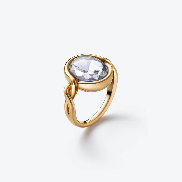 Croisé Gold Plated Ring, Clear