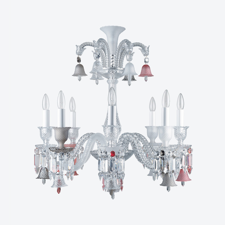 Z&eacute;nith Flou, Je te Vois Flou Chandelier (8L) Baccarat in Crystal Pink View 1
