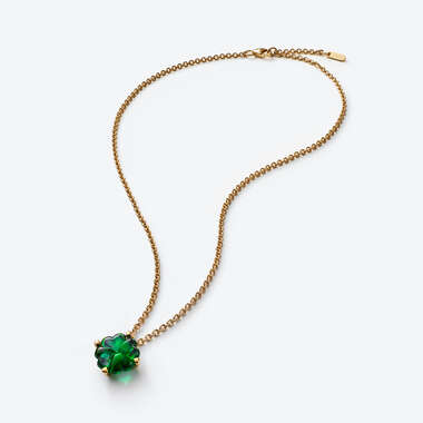 Trèfle Gold Plated Necklace Green View 1