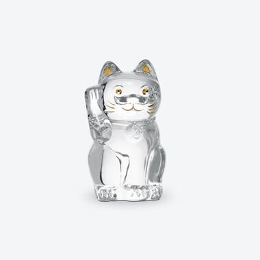 Cat Maneki Neko Figurine S Baccarat in Crystal Gold