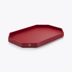 Select Octogone Tray L Baccarat in Recycled leather Red