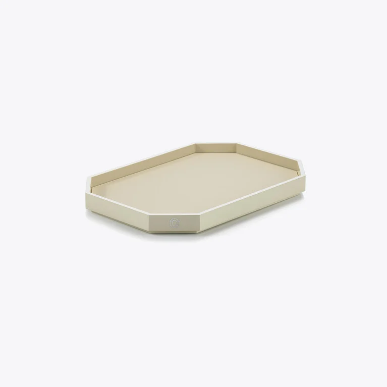옥타곤 트레이 S (Octogone Tray S) Baccarat, 화이트 재활용 가죽로 만든 보기 1