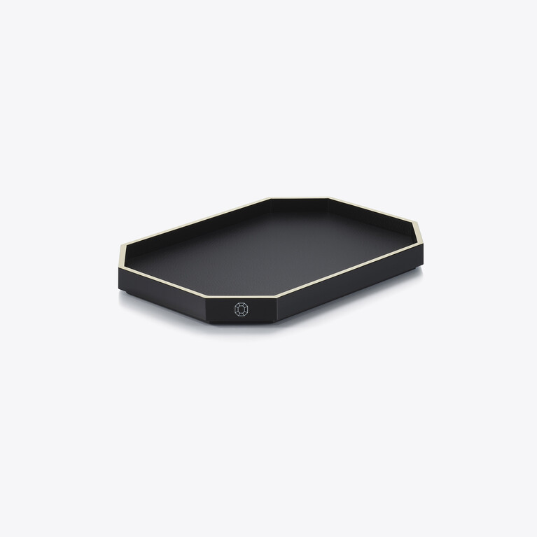 Octogone Tray S Baccarat in Recycled leather Black View 1