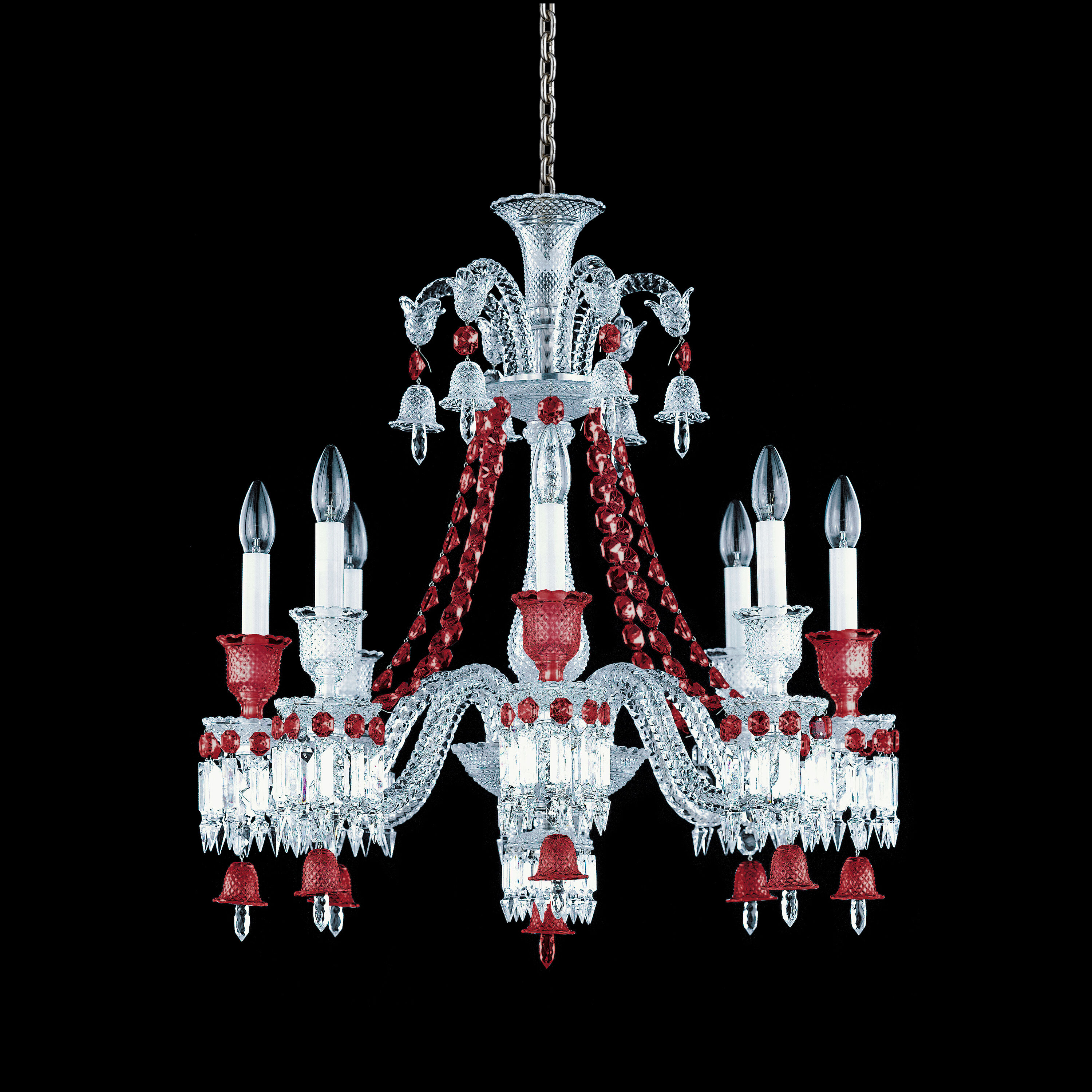 Zénith Chandelier Red Long (48L) | バカラ 日本