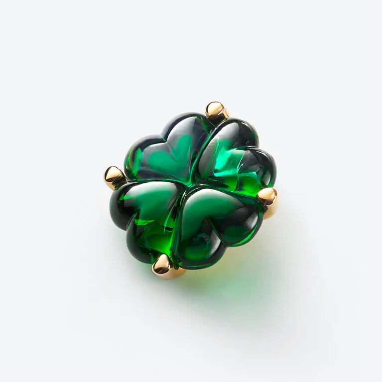Tr&egrave;fle Gold Plated Pendant Baccarat in Gold Plated Green View 1
