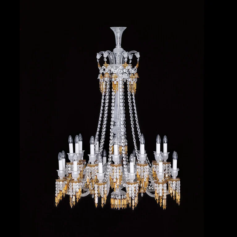 Lustre Z&eacute;nith Charleston Long (24L) Baccarat en Cristal Jaune Voir 1